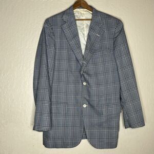 Vintage Phelps-Terkel Gray Plaid Sport  Blazer Jacket Union Made Mens Size 46